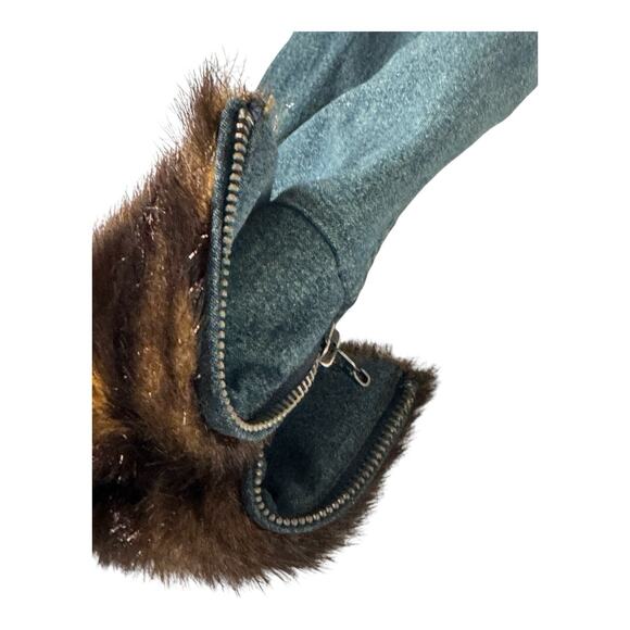 Women’s Mudd Jeans Y2K L Denim Long Sleeve Button Jacket Coat With Faux Fur - Picture 13 of 14
